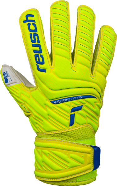 Reusch Attrakt Solid Finger Support Junior 5272510 2001 white blue yellow front